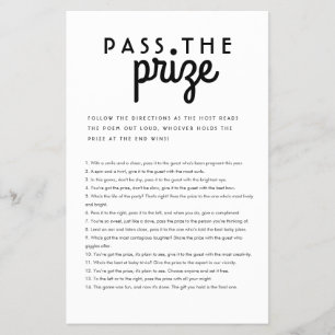 Cheap Pass the prize Baby Shower game simple Flyer