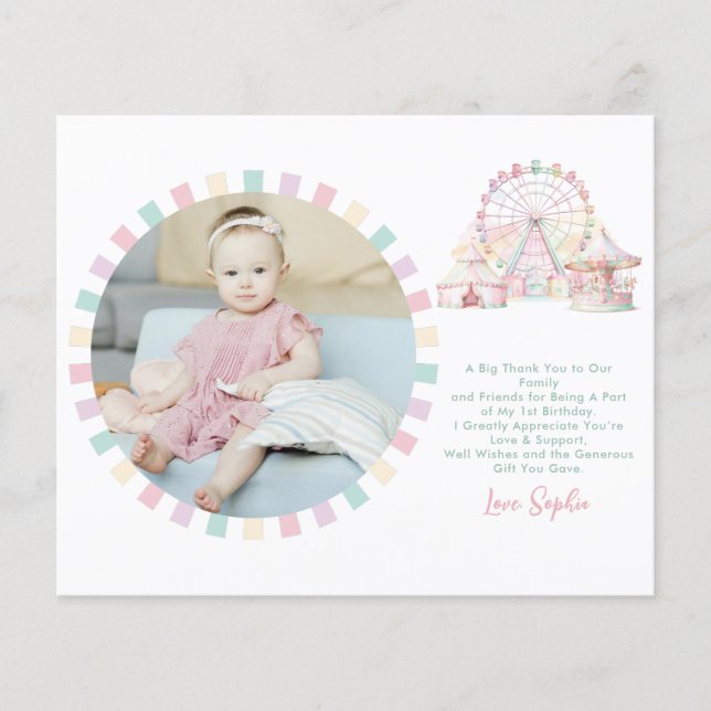 CHEAP Pastel Colour Carnival Circus Birthday Photo Flyer (Front)