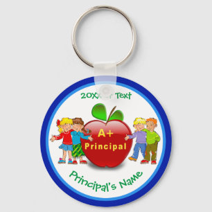 Cheap Personalised Gift for Principal, Name, Year Key Ring