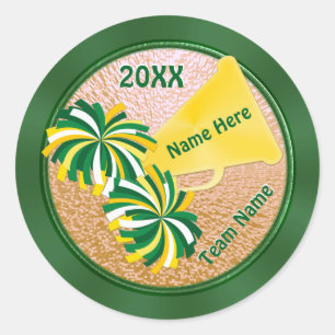Cheap Personalised Green and Gold Cheer Stickers