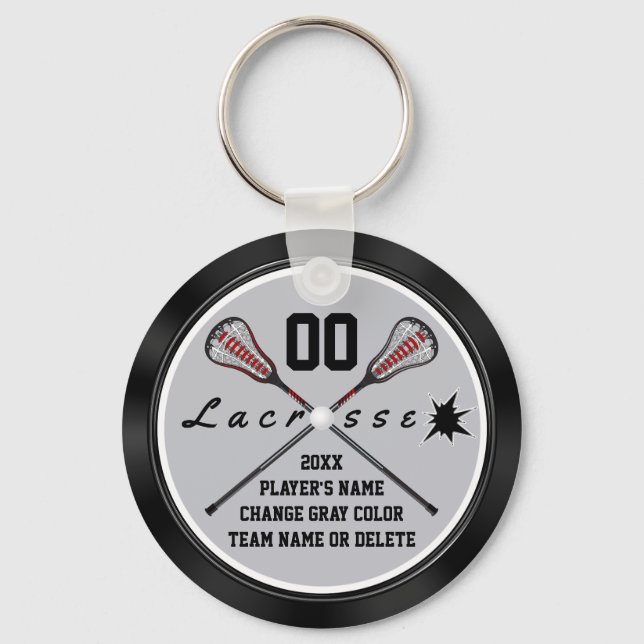 Cheap Personalised Lacrosse Team Gifts, Your Text Key Ring (Front)