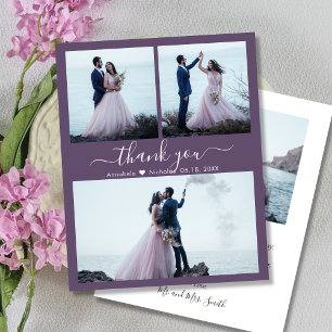 Cheap Photo Collage Mauve Wedding Thank You Flyer