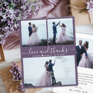 Cheap Photo Collage Mauve Wedding Thank You Flyer