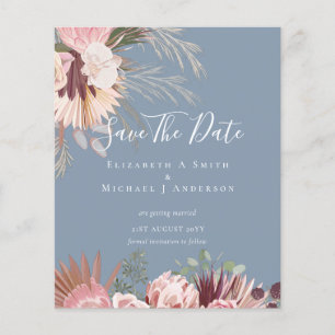 CHEAP PHOTO SAVE DATES - Pampas Grass Burgundy Flyer