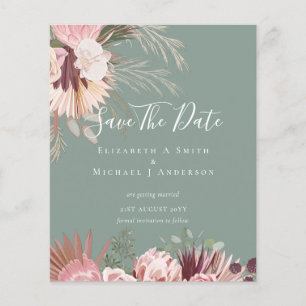 CHEAP PHOTO SAVE DATES - Pampas Grass Burgundy Flyer