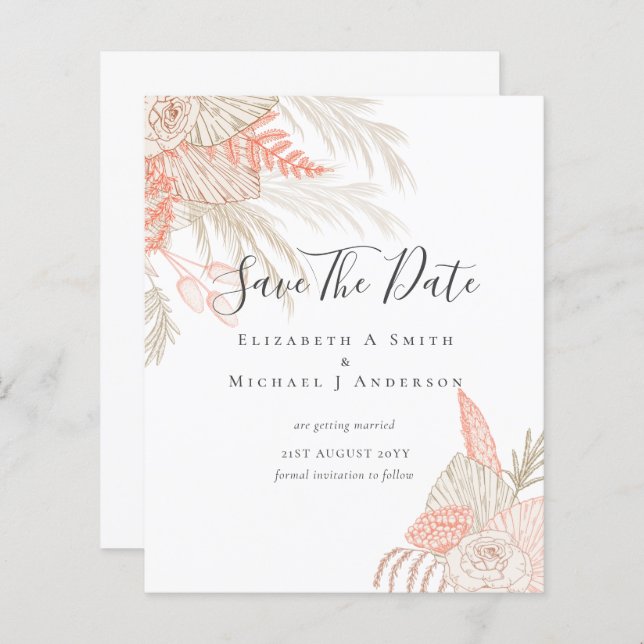 CHEAP Photo Save Dates PAMPAS GRASS Terracotta (Front/Back)