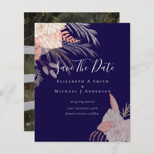 CHEAP Photo Save Dates PAMPAS GRASS Terracotta (Front/Back)