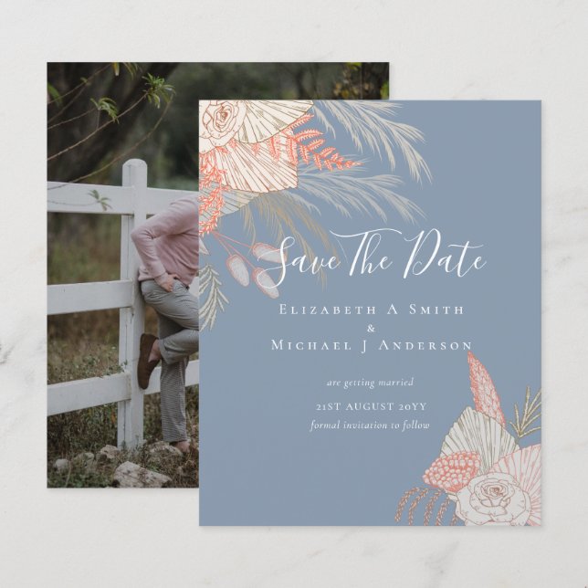 CHEAP Photo Save Dates PAMPAS GRASS Terracotta (Front/Back)