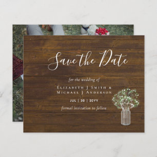 CHEAP Photo Save Dates Rustic Gypsophila Mason Jar