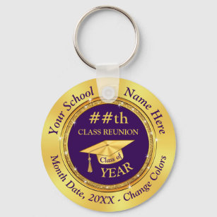 Cheap Purple and Gold, 35 year Class Reunion Ideas Key Ring