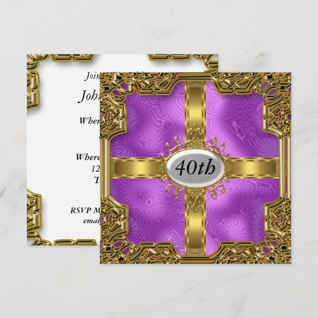 Cheap Purple Birthday Party Invitations (Front/Back)