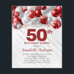 Cheap Red Silver Balloon Glitter 50th Birthday Flyer<br><div class="desc">Modern Glam Burgundy Red Silver Balloon Glitter Sparkle Any Age Birthday Invitation</div>