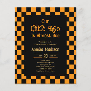 Cheap Retro Little Boo Halloween Baby Shower Flyer