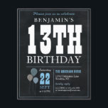 Cheap Rustic Chalkboard Blue Balloon 13th Birthday Flyer<br><div class="desc">Rustic Vintage Chalkboard White Blue Balloon 13th Birthday Party Invitation</div>