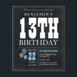 Cheap Rustic Chalkboard Blue Balloon 13th Birthday Flyer<br><div class="desc">Rustic Vintage Chalkboard White Blue Balloon 13th Birthday Party Invitation</div>