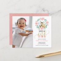 Cheap She's A Wild One Photo First Birthday Invite