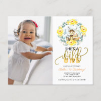 Cheap She's A Wild One Photo First Birthday Invite