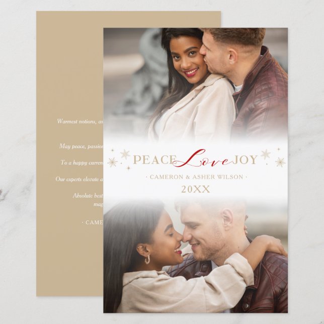 Cheap Simple Peace Love Joy Snowflakes 2 Photos (Front/Back)