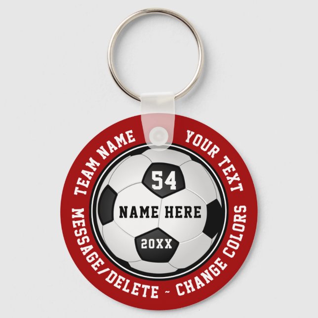 Cheap Soccer Party Favours, Personalised Soccer Key Ring (Front)