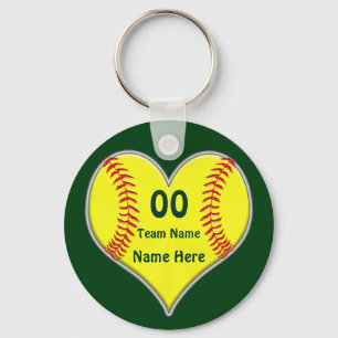 Cheap Softball Gifts with Your Text and Colours Key Ring