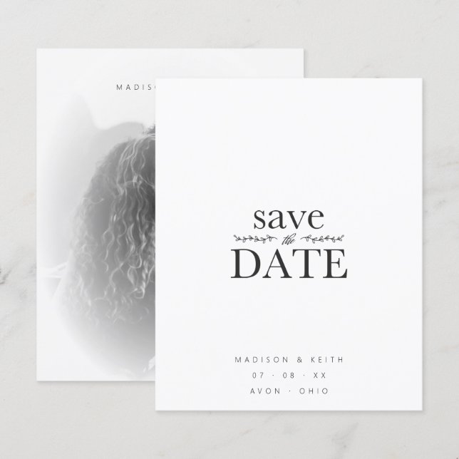 Cheap Sophisticated B&W Minimalist Photo Wedding (Front/Back)