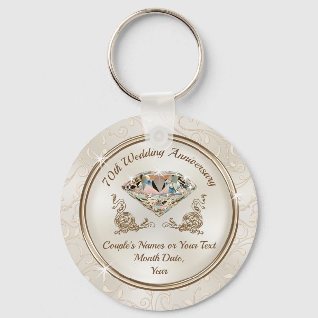 Cheap Stunning 70th Anniversary Party Ideas Favour Key Ring (Front)