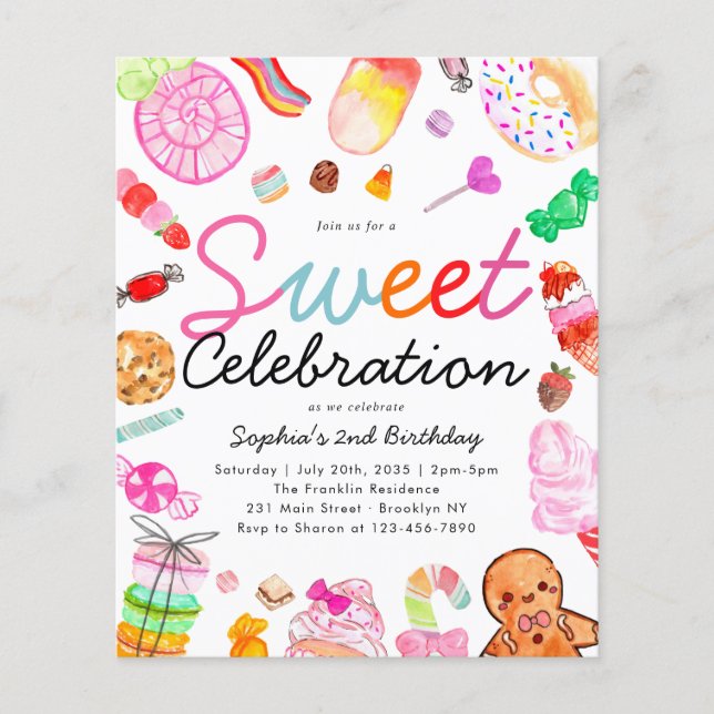 Cheap Sweet Celebration Kids Candyland Birthday Flyer (Front)