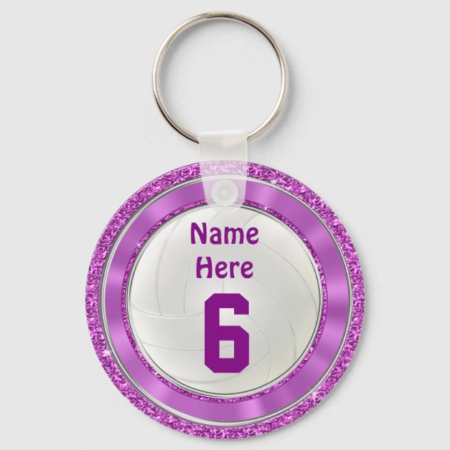 CHEAP Volleyball Keychains BULK with NAME, NUMBER (Front)