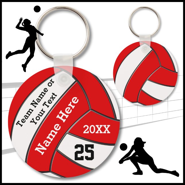 Cheap Volleyball Keychains in Your Colours and Tex (Volleyball Souvenirs. Red White and Black, Personalized Volleyball Keychains. Volleyball Keyring.)