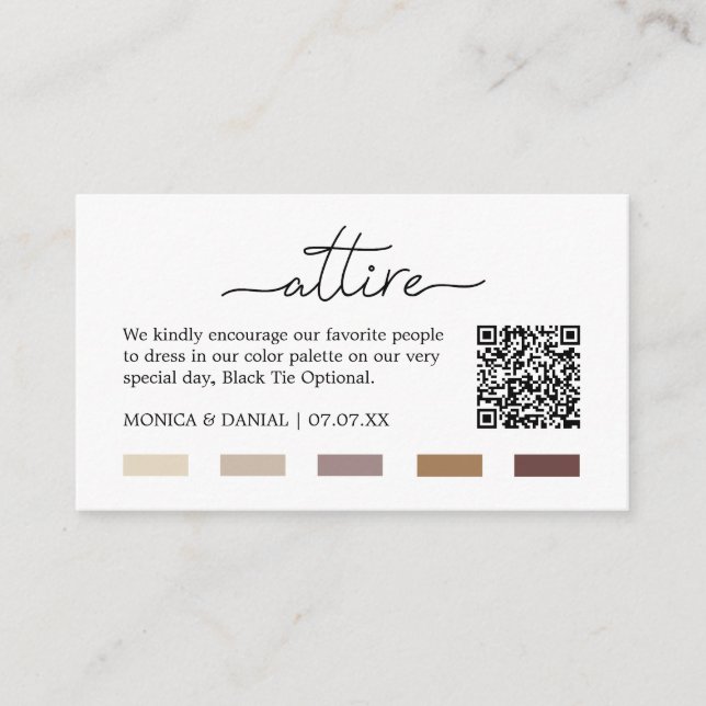 Cheap Wedding Colour Dress Code Cards (Front)