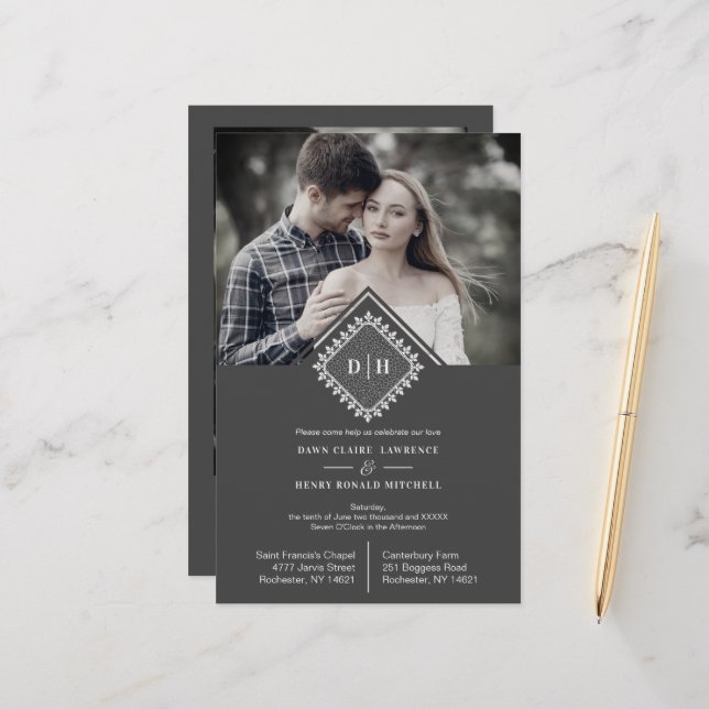 Cheap Wedding Initials Ornament Lace Sophisticated (Front/Back In Situ)