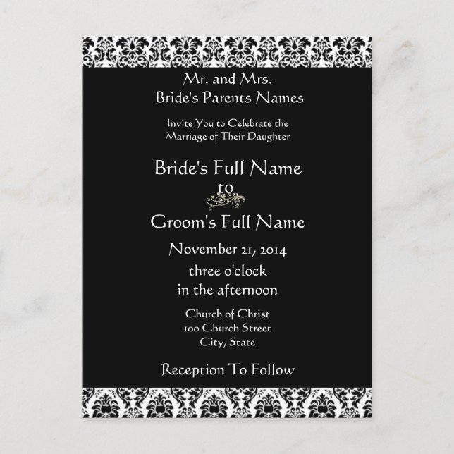 Cheap Wedding Invitation Postcards (Front)