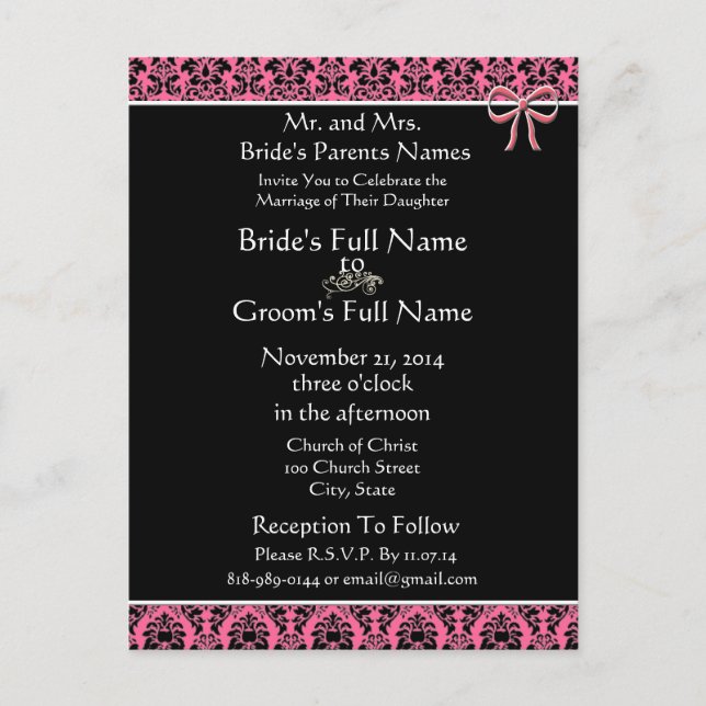 Cheap Wedding Invitation Postcards (Front)