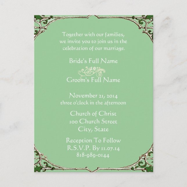 Cheap Wedding Invitation Postcards (Front)
