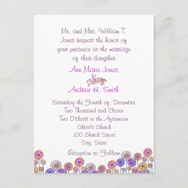 Cheap Wedding Invitation Postcards (Front)