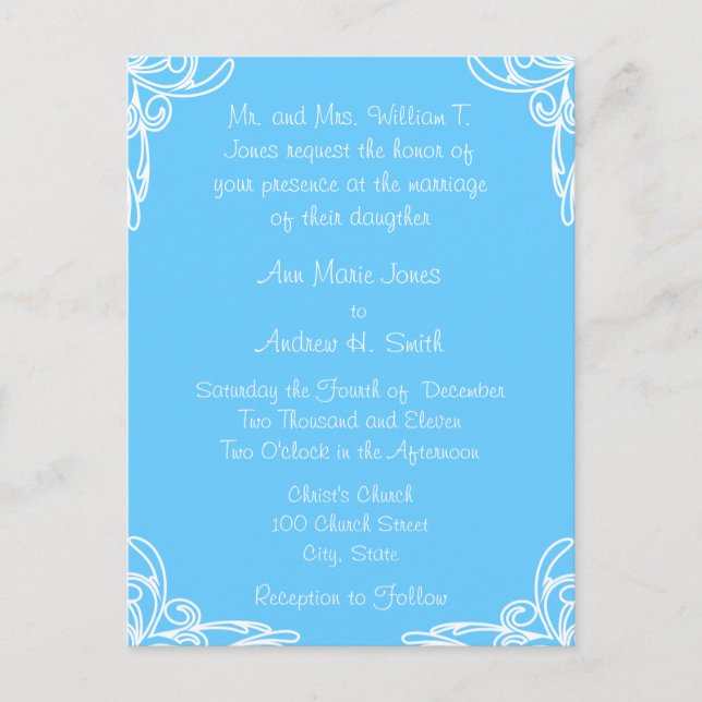 Cheap Wedding Invitation Postcards (Front)