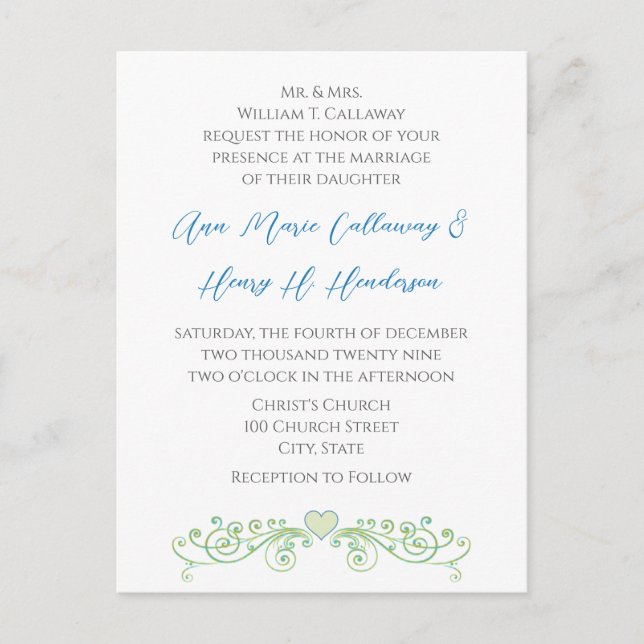 Cheap Wedding Invitation Postcards (Front)