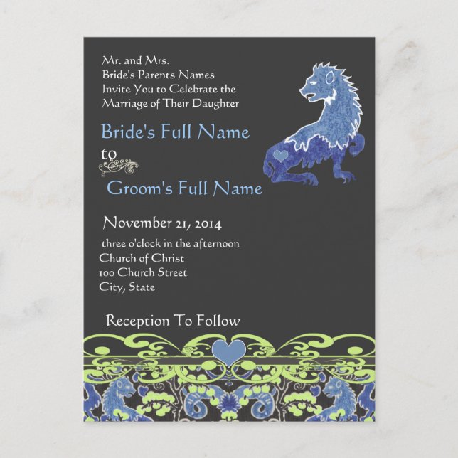 Cheap Wedding Invitation Postcards (Front)