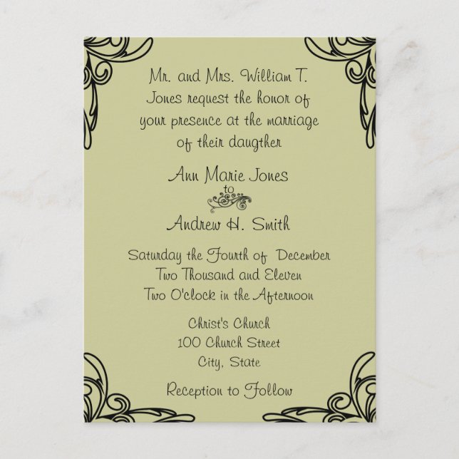 Cheap Wedding Invitation Postcards (Front)