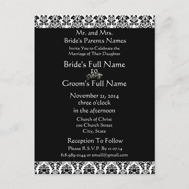 Cheap Wedding Invitation Postcards (Front)
