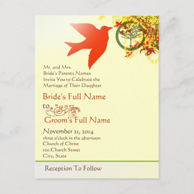 Cheap Wedding Invitation Postcards (Front)
