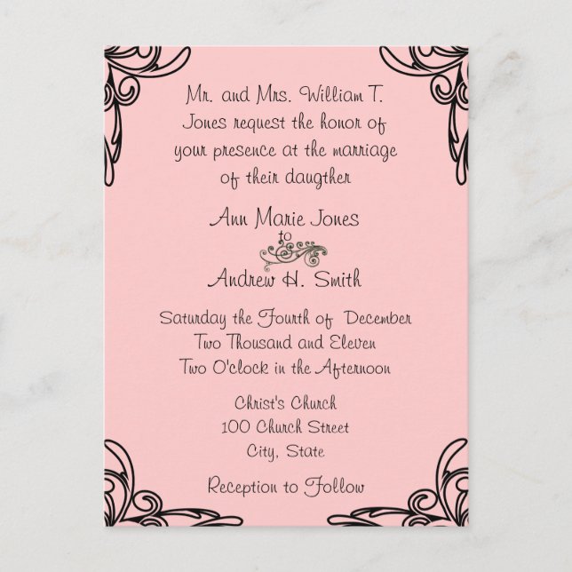 Cheap Wedding Invitation Postcards (Front)