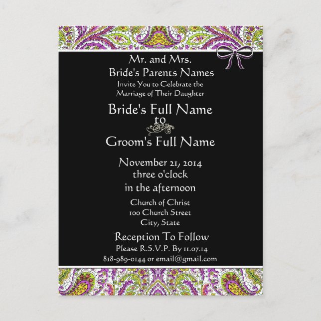 Cheap Wedding Invitation Postcards (Front)