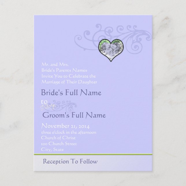 Cheap Wedding Invitation Postcards (Front)