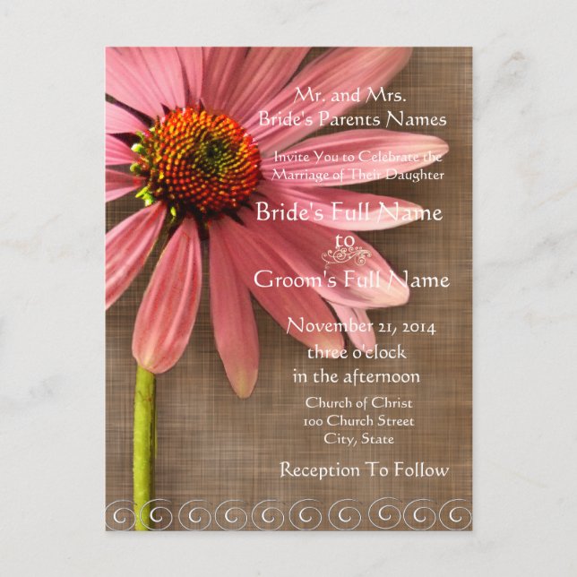 Cheap Wedding Invitation Postcards (Front)