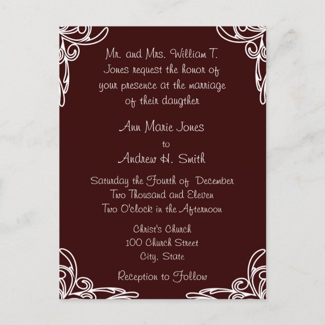 Cheap Wedding Invitation Postcards (Front)