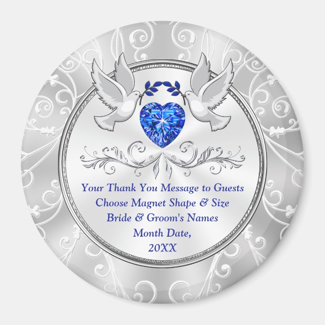 Cheap Wedding Party Favours, Love Birds and Heart Magnet (Front)