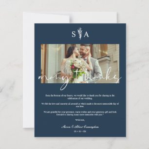 Cheap Wedding Photo Botanical Initials Many Thanks