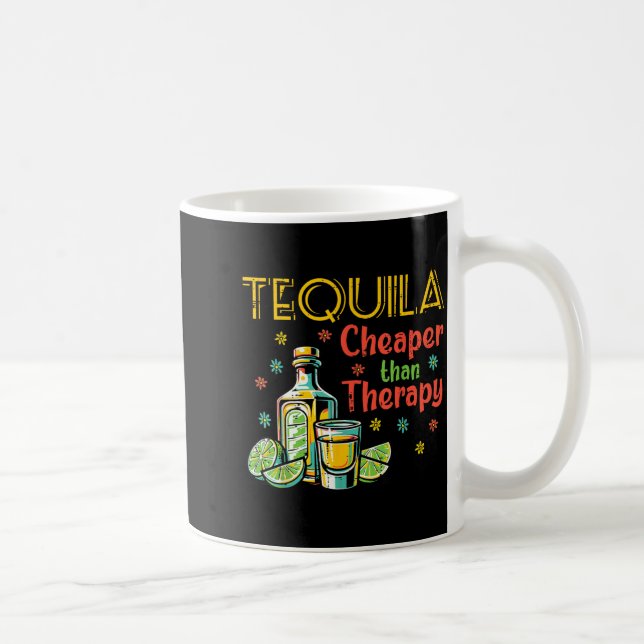 Cheaper Therapy Funny Mexican Party Fiesta Men Coffee Mug (Right)