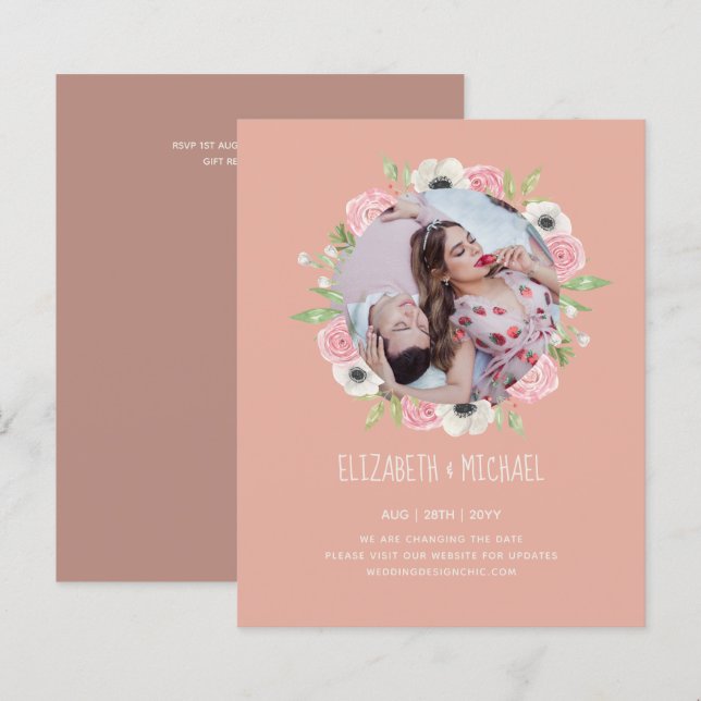 Cheapest PHOTO Change The Date Floral Wreath (Front/Back)